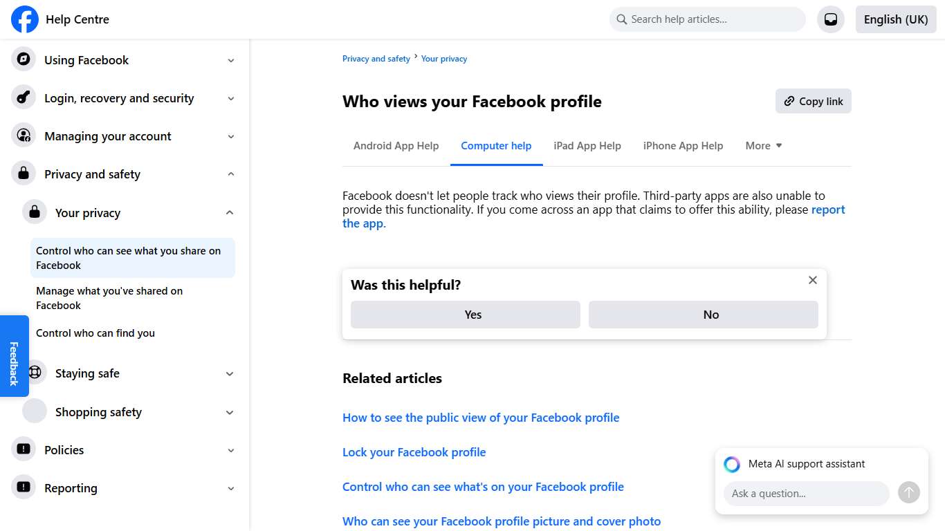 Who views your Facebook profile Facebook Help Centre